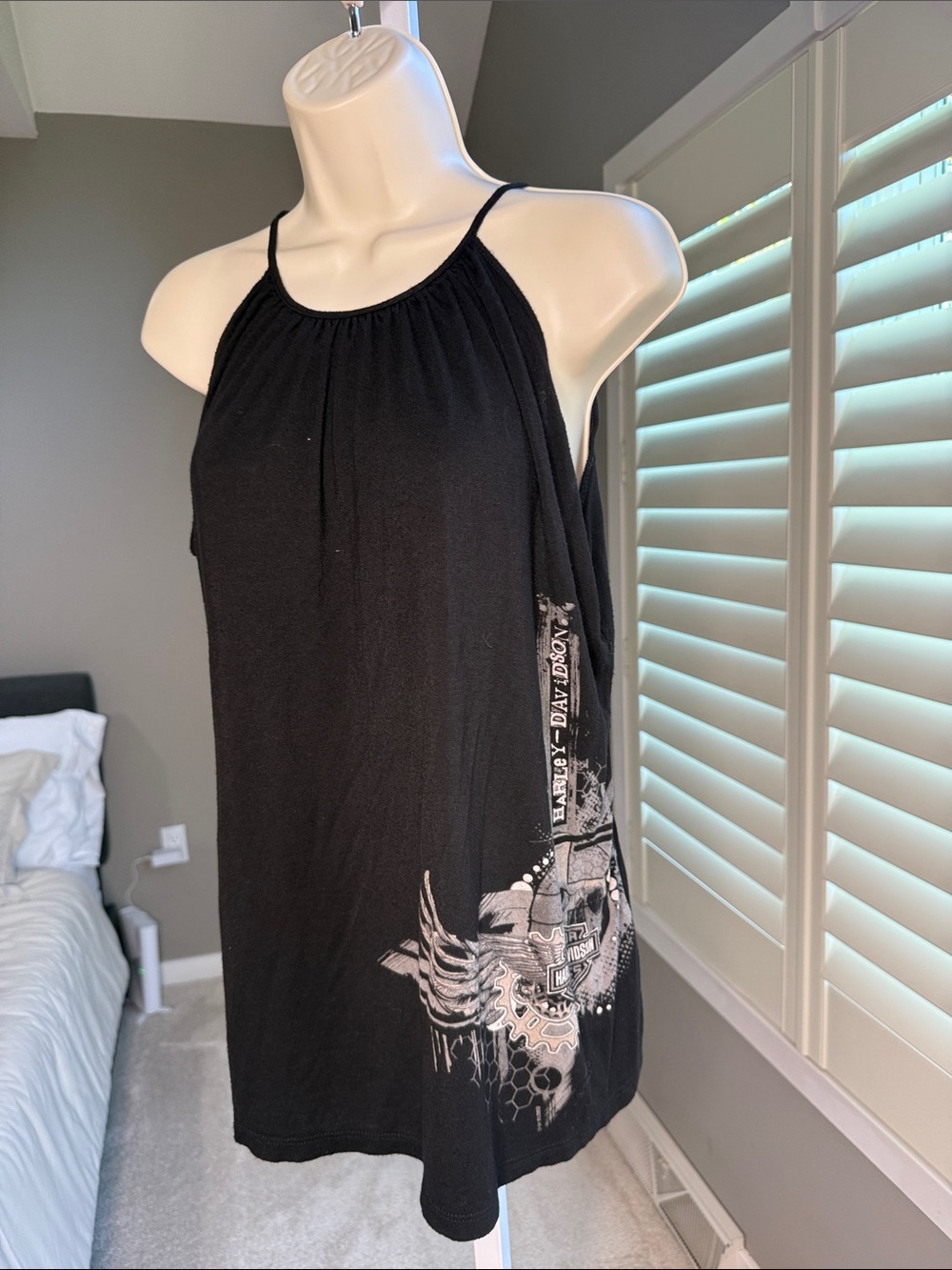 Harley-Davidson Black Graphic Halter-Style Tank LG